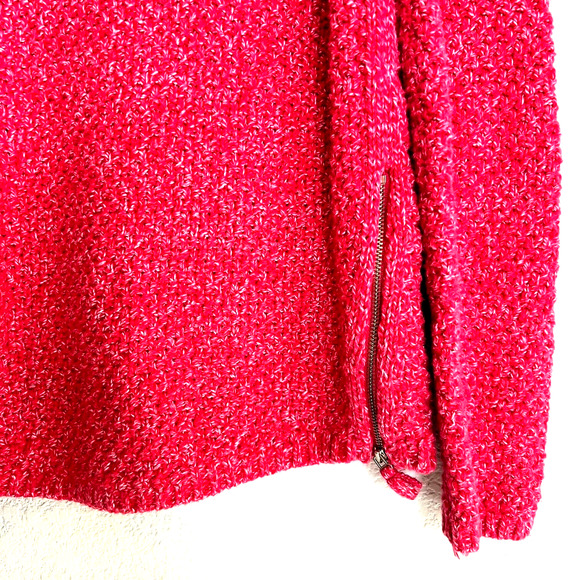 Talbots Womens Sweater Medium Heathered Red Chunky Knit Zipper Accents - Picture 3 of 6